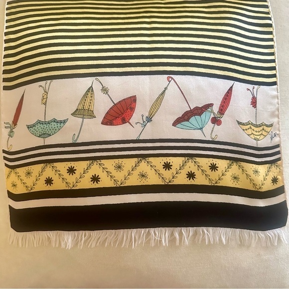 Vtg BELL Silk Twill Hand Painted Fringed Scarf Made in Italy - Picture 5 of 11